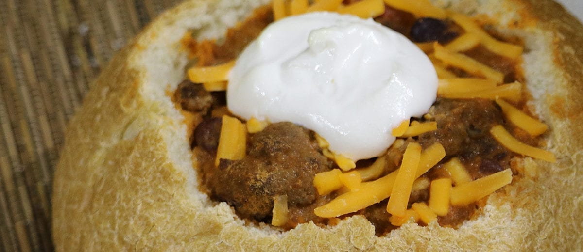 bread bowl with chili