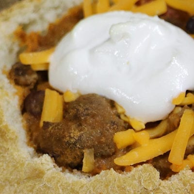 bread bowl with chili