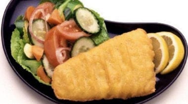 fried haddock wedge with salad