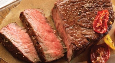medium rare sliced steak