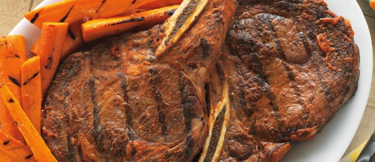 steak with carrots
