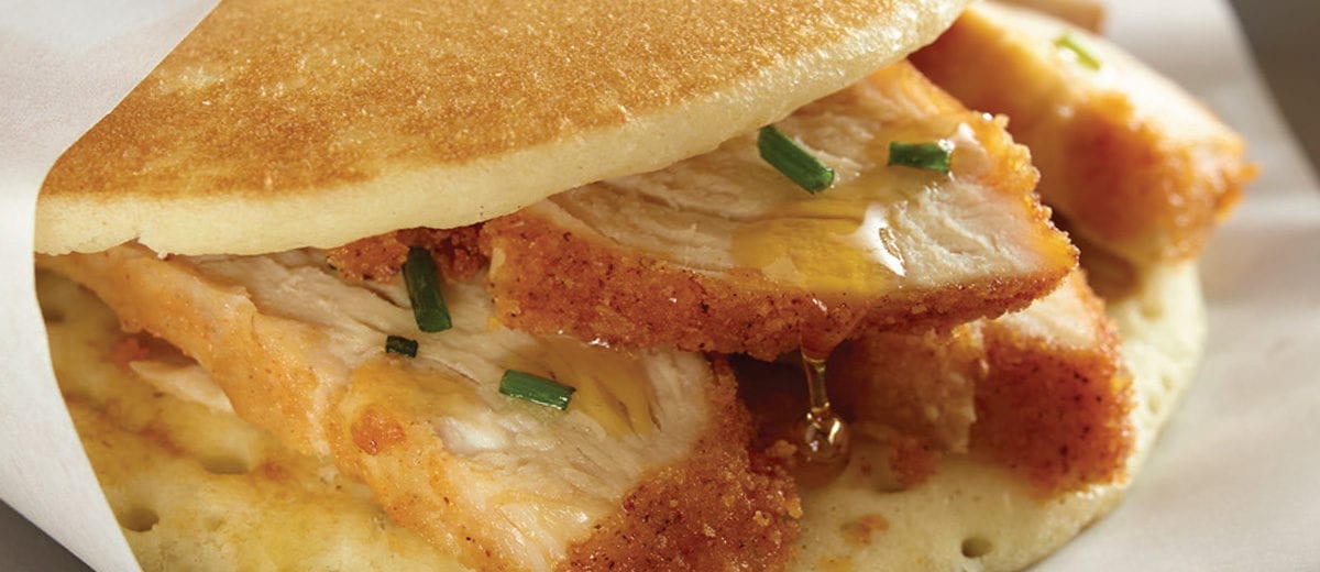 chicken and pancake sandwich