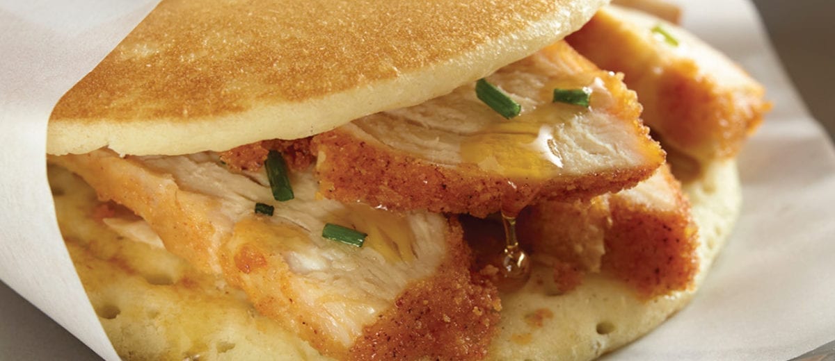 chicken and pancake sandwich