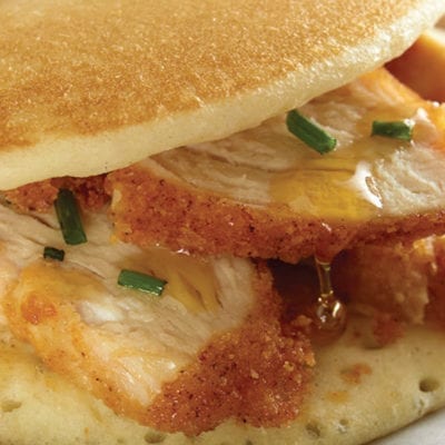 chicken and pancake sandwich