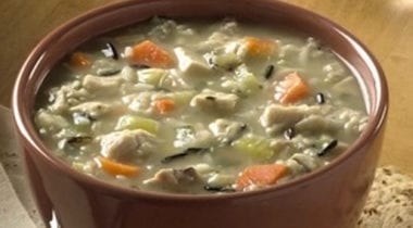 chicken and rice soup with carrots and vegetables