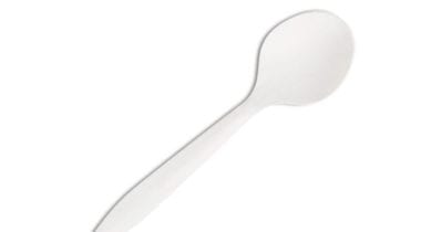 white plastic spoon