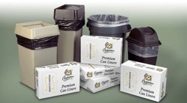 trash can with liners in boxes, waste bins and garbage bags