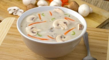 cream of mushroom soup in a bowl