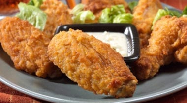 breaded chicken with dipping sauce