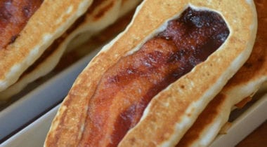 pancake with bacon strip