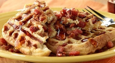 bacon stuffed waffles with syrup