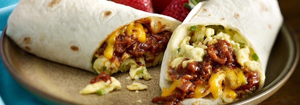 southwest burrito with eggs and beef