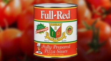 full red pizza sauce can