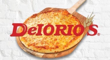 deiorios pizza logo on pizza