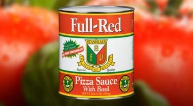 full red with basil pizza sauce can