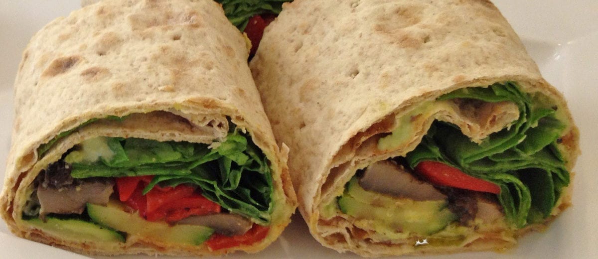 wrap with spinach and peppers