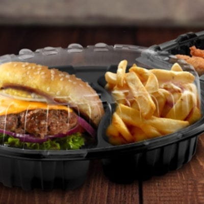 anchor take out containers with burger and fries
