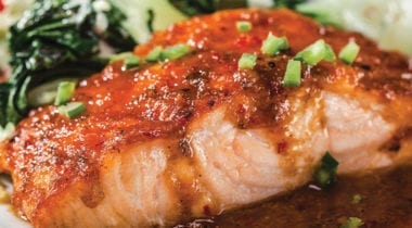 salmon topped with kogi sauce