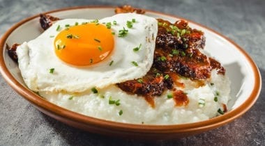 brisket with grits and egg and kogi sauce