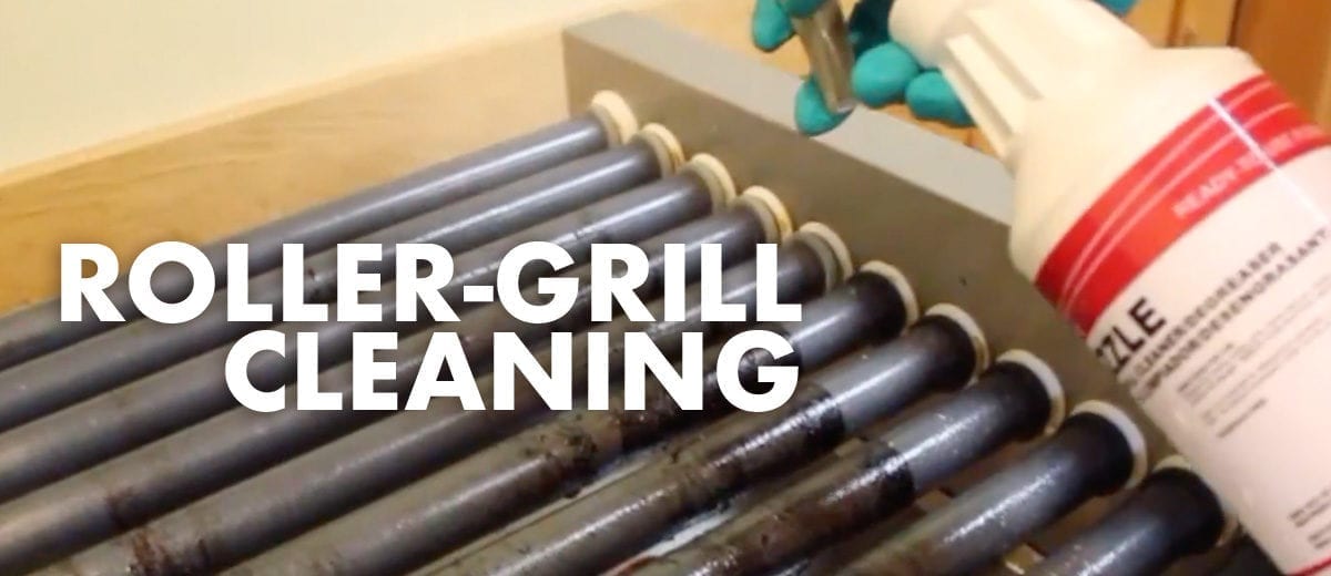roller grill with sizzle cleaner