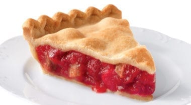 strawberry rhubarb pie slice