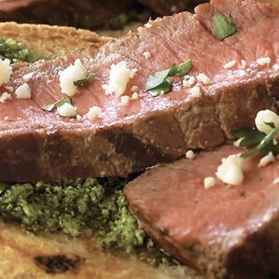 sliced beef with cilantro