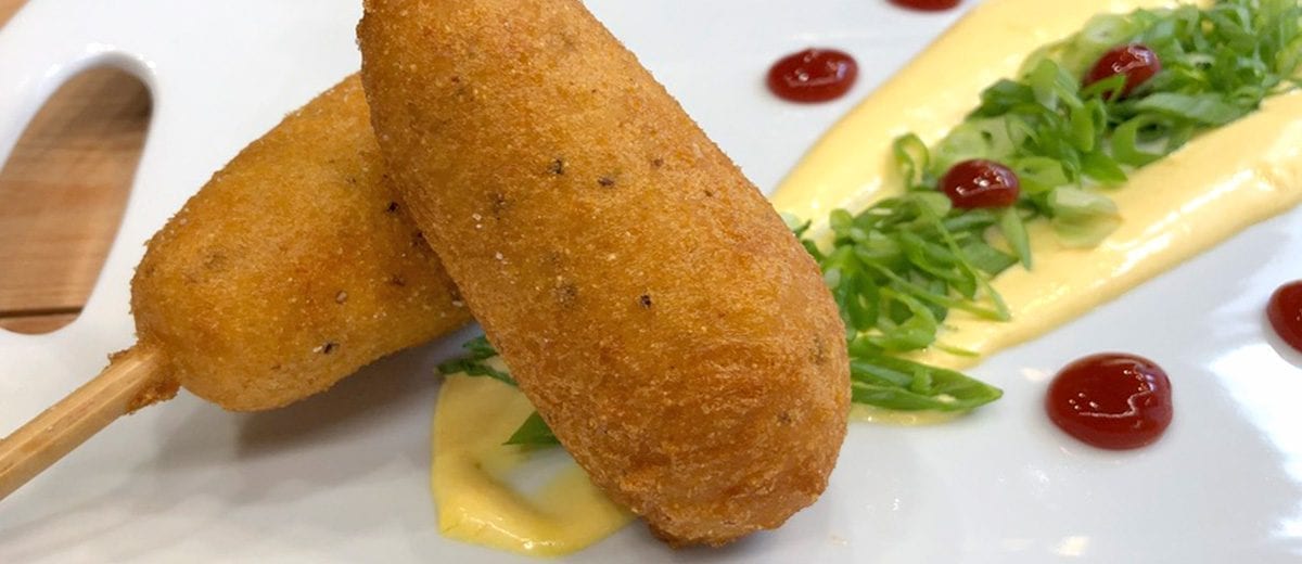 plated corn dog