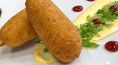 plated corn dog