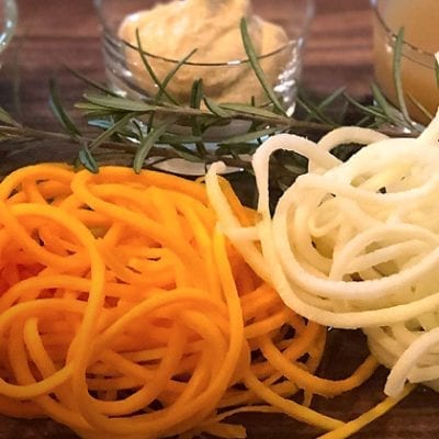 spiral cut vegetables, potato pasta