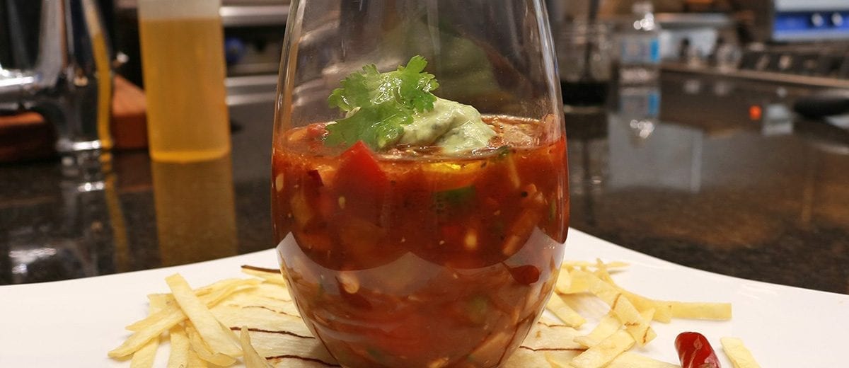 gazpacho soup wine glass entree