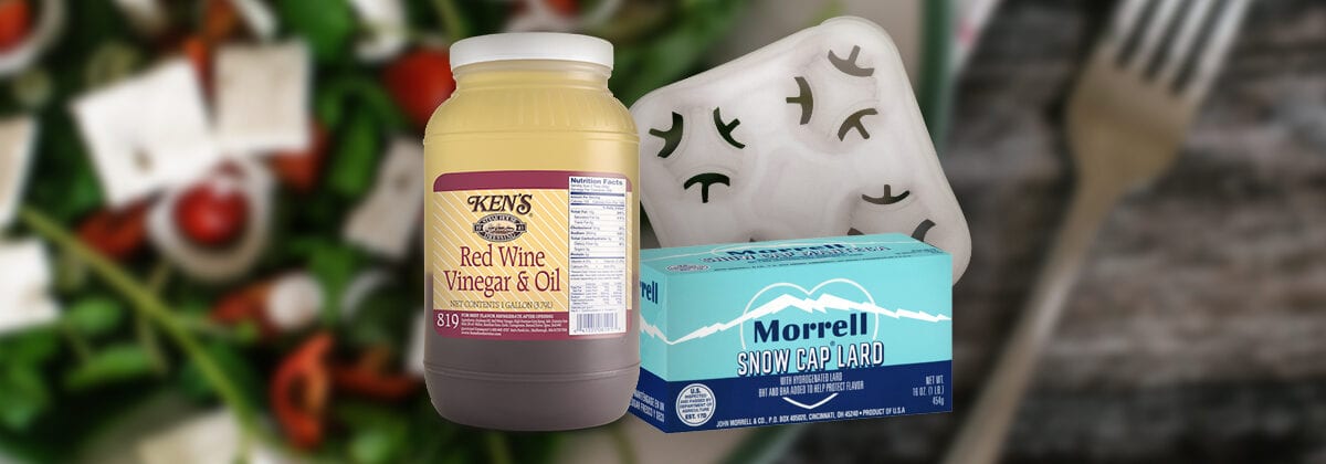 Red Wine Vinegar & Oil Gallon, Morell Snow Cap Lard, Drink Tray