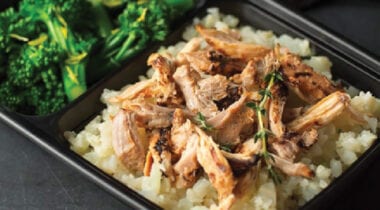 hormel fire braised chicken thigh shredded on rice with broccoli