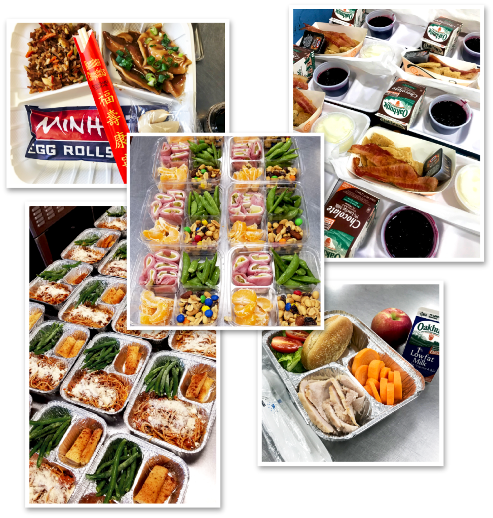 picture collage of packaged school foods from Bath school systems