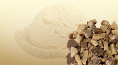Vanilla ice cream with heathbar pieces