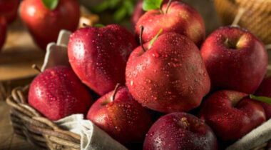 Basket of washed red delicious apples