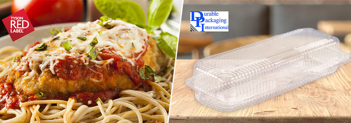New Items 1.5 - Breaded chicken breasts and clear oblong takeout containers