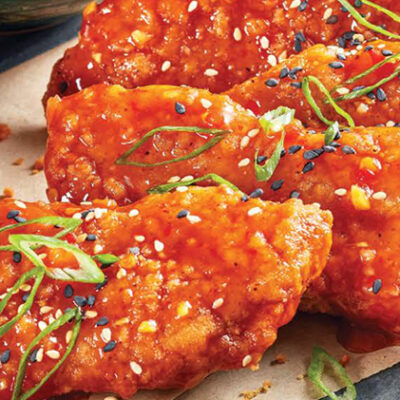 boneless tenders with a asian-style hot wing sauce