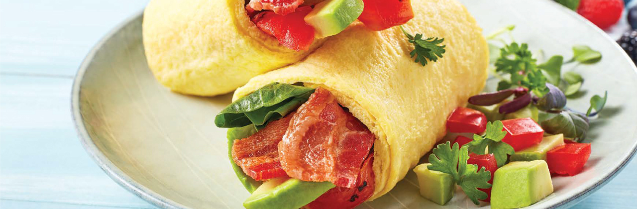 Foodservice Recipe: Breakfast B.L.A.T In A Fluffy Egg Wrap