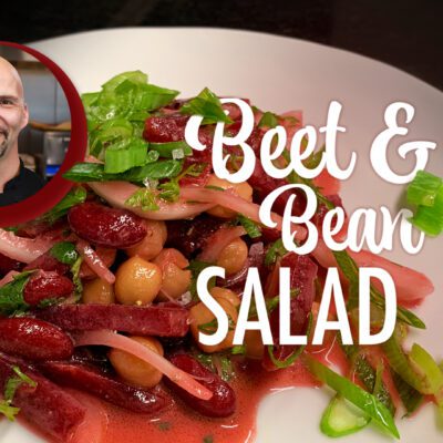 beet and bean salad on white plate