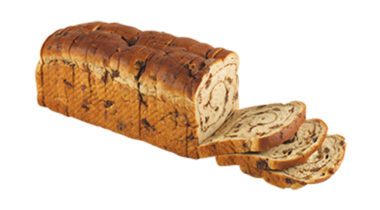 cinnamon raisin bread loaf sliced