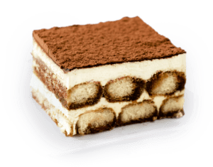 Tiramisu cake over white