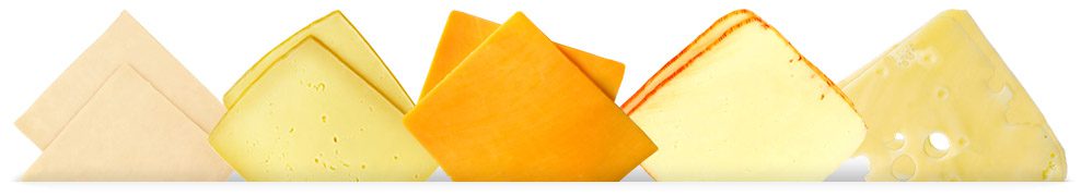5 different kinds of cheese slices