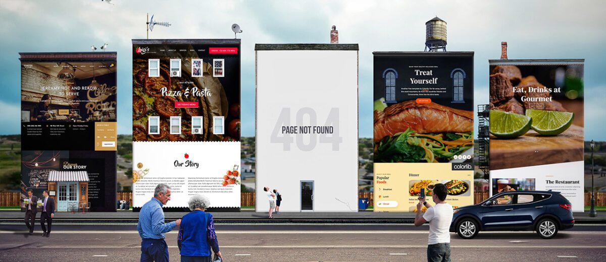 websites as restaurant buildings graphic