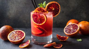 a cocktail made with blood oranges
