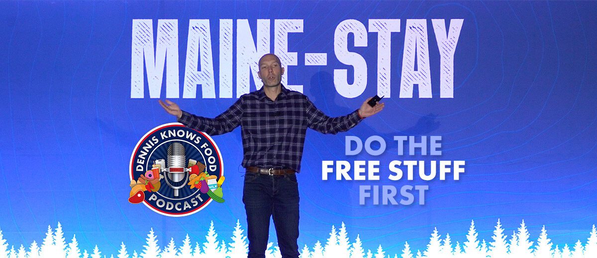 do the free stuff podcast graphic, man on stage