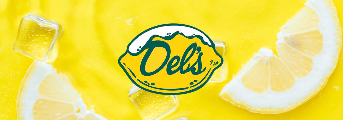 Del's Lemonade logo on a yellow background
