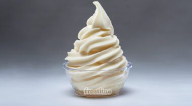soft serve vanilla ice cream in clear container