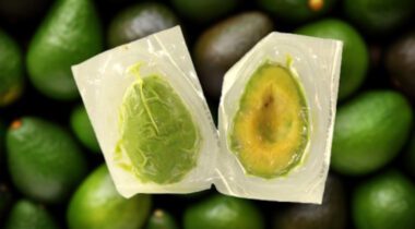 two avocado halves in sealed packages
