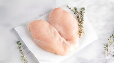 butterfly cut raw chicken breasts