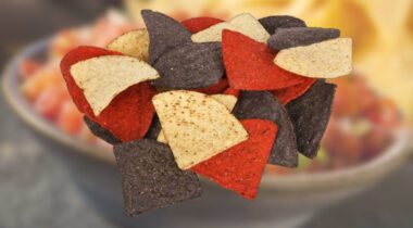 multi color triangle corn tortilla chip